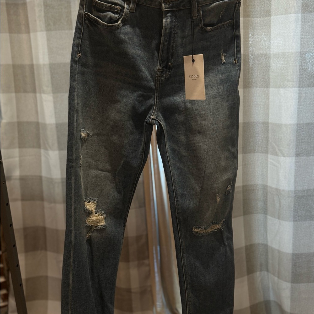 Hidden Women's Distressed blue Straight Leg Jeans